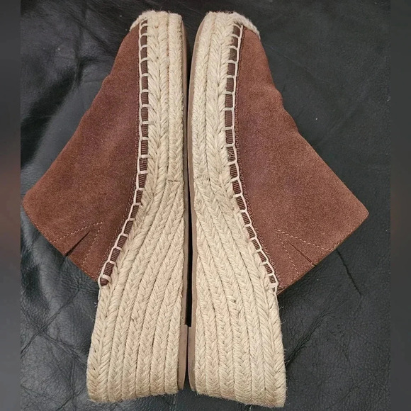Banana Republic ESPADRILLE  WEDGE MULE Suede Brown Jute basket weave Sz 6.5 US - Picture 5 of 14